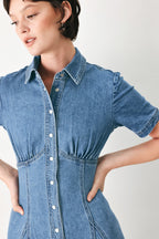 VINTAGE SKY DENIM MIDI SHIRT MIDI DRESS