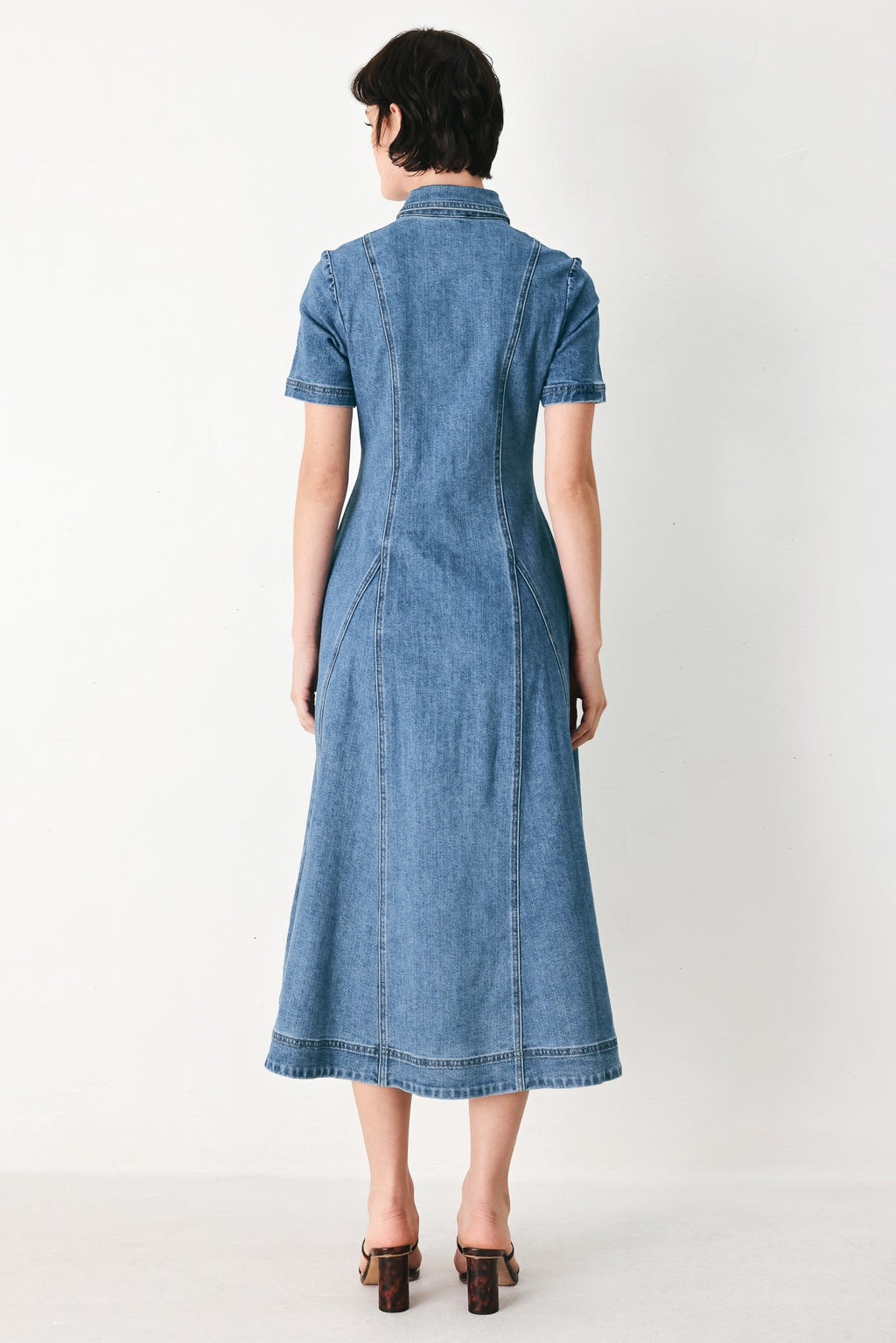 VINTAGE SKY DENIM MIDI SHIRT MIDI DRESS