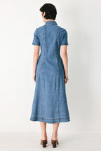 VINTAGE SKY DENIM MIDI SHIRT MIDI DRESS