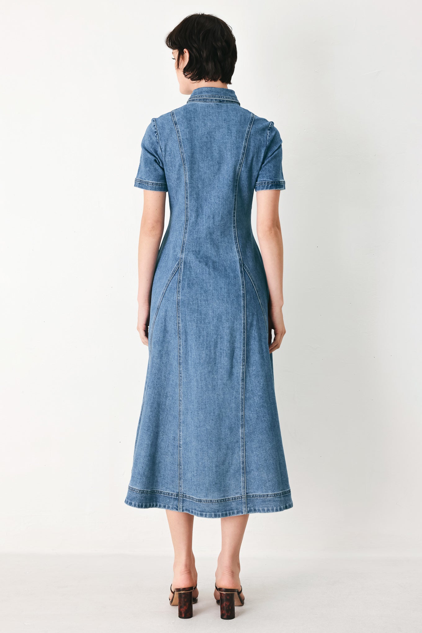 VINTAGE SKY DENIM MIDI SHIRT MIDI DRESS