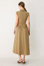 MOCHA MUSE WOVEN MIDI DRESS