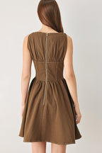 WALNUT ROMANCE WOVEN MINI DRESS