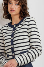 BONJOUR STRIPE WOVEN CROP JACKET