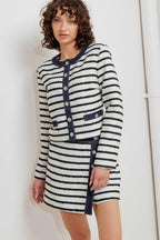 BONJOUR STRIPE WOVEN CROP JACKET