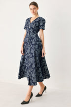 ROSETTE FLORAL WOVEN JACQUARD TOP