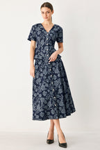ROSETTE FLORAL WOVEN JACQUARD TOP