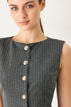MODERN PINSTRIPE WOVEN VEST