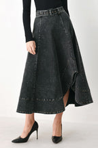 SHADOW STITCH ROMANCE DENIM MIDI SKIRT