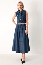SWEET TALKER DENIM CIRCLE MIDI SKIRT