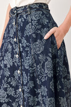 ROSETTE FLORAL WOVEN JACQUARD FULL SKIRT