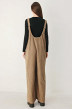 CARAMEL SLOUCHY CORDUROY JUMPSUIT