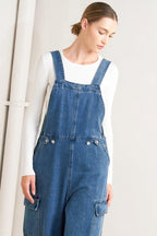 LET ME TALK DENIM CARGO JUMPSUIT