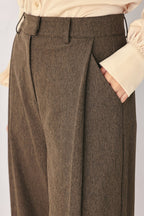 BISTRO BROWN WOVEN WIDE LEG PANT