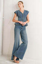 NO SECOND THOUGHT WASHED DENIM PANTS