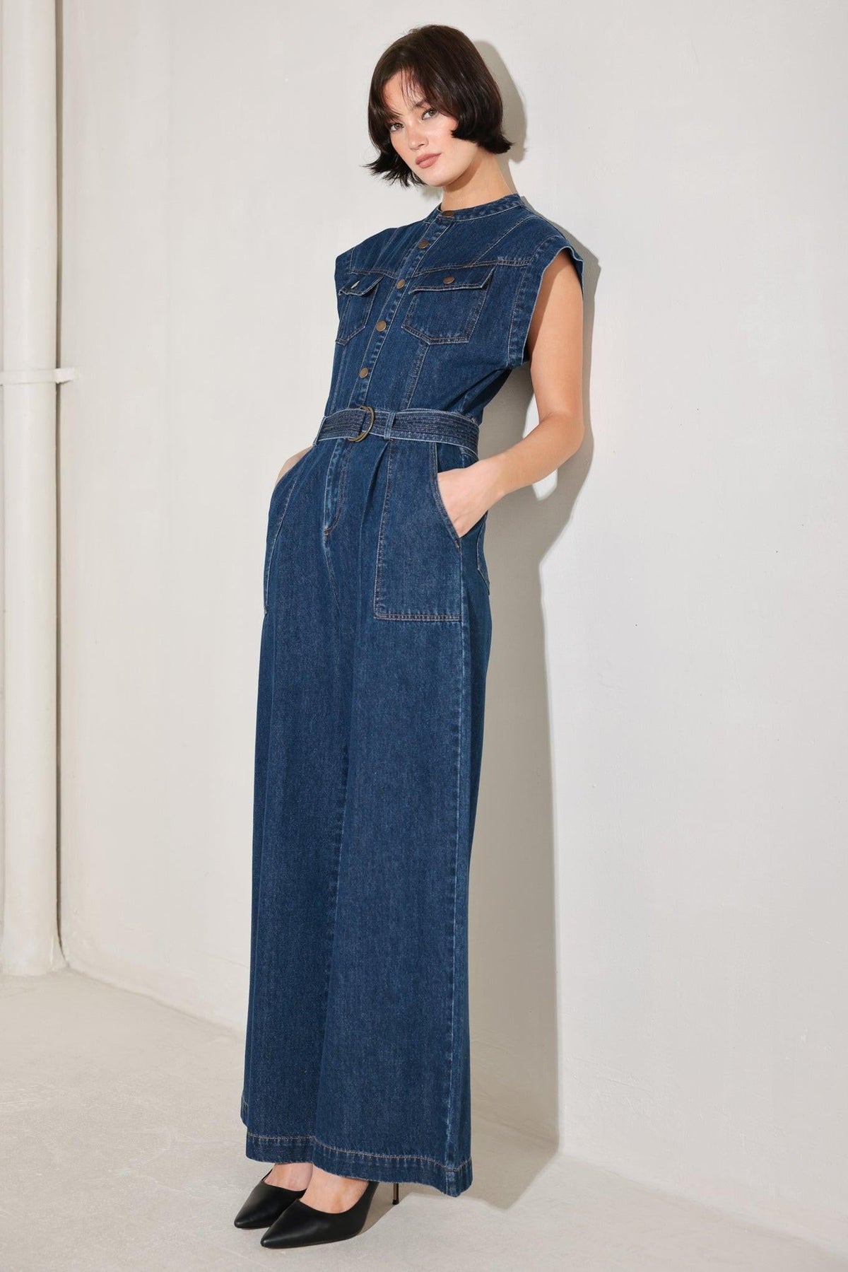 TRUE BLUE LOVE DENIM JUMPSUIT