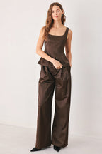 PARCHMENT RELAXED-FIT WOVEN PANTS