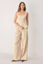 PARCHMENT RELAXED-FIT WOVEN PANTS