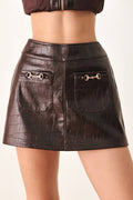 WILD AT HEART EMBOSSED FAUX LEATHER SKORT