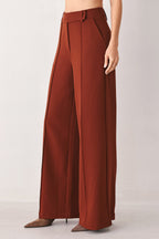 AUTUMN RUST FLOWY WIDE LEG WOVEN PANTS