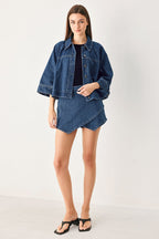ASYMMETRIC DENIM SKORT