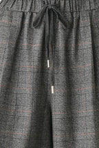 OFF THE CLOCK PLAID DRAWSTRING WIDE LEG PANTS