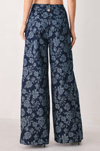 MIDNIGHT ROSE JACQUARD DENIM PANTS