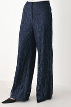 MIDNIGHT PETAL FLOW WOVEN LACE PANTS