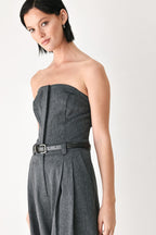 POWER HOUR STRAPLESS BELTED JUMPSUIT