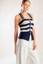 SHINE BRIGHT NAVY KNIT TOP