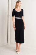 ELEGANT FRAME SWEATER KNIT MIDI DRESS