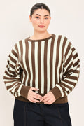 CAPPUCCINO VERTICAL STRIPE KNIT TOP