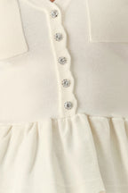 FROSTED CREAM POCKET-DETAIL SWEATER TOP