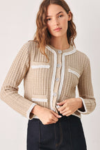CAMELIA CONTRAST-BORDER CARDIGAN