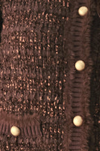 GEMSTONE GLOW BROWN JEWEL-BUTTON CROPPED CARDIGAN