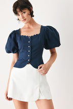 NEVER ORDINARY WOVEN TOP