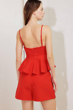MELTED MARSHMALLOW RED WOVEN CAMI TOP