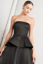 EVENING SCULPT METALLIC THREADED WOVEN TOP