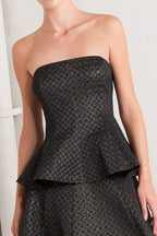 EVENING SCULPT METALLIC THREADED WOVEN TOP