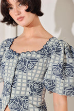 SWEET CHECK ROMANCE WOVEN JACQUARD TOP
