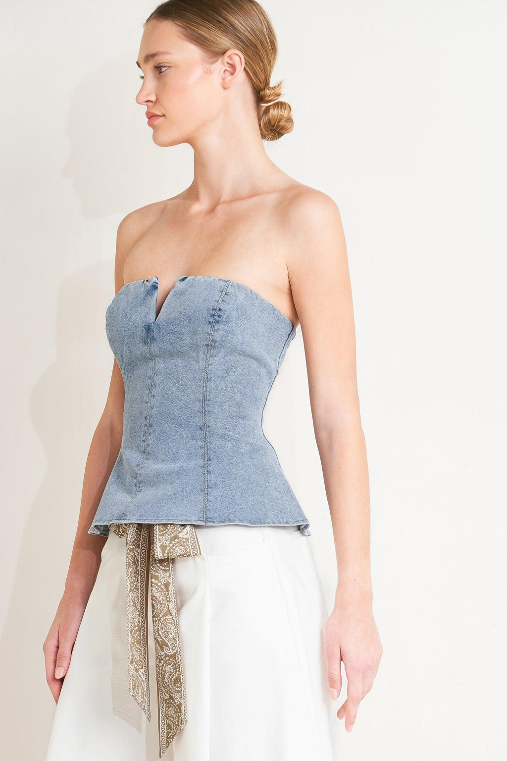 MODERN MERMAID CORSET DENIM TOP