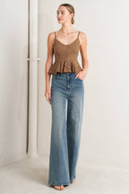 PURELY ROMANTIC WOVEN LACE CAMI TOP