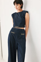 YACHT CLUB WOVEN CROP TOP