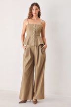 STONEWASH RELAXED WOVEN TOP