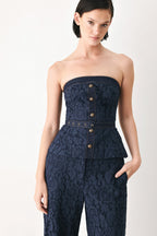 MIDNIGHT PETAL FLOW WOVEN LACE TOP