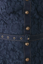MIDNIGHT PETAL FLOW WOVEN LACE TOP