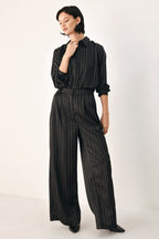 CITY AFTER DARK TIE FRONT STRIPED TOP
