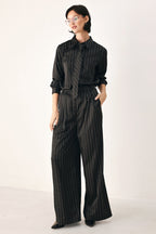 CITY AFTER DARK TIE FRONT STRIPED TOP