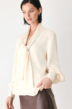 CHAMPAGNE WISHES TIE FRONT BLOUSE