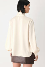 CHAMPAGNE WISHES TIE FRONT BLOUSE