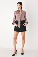 CHAMPAGNE WISHES TIE FRONT BLOUSE
